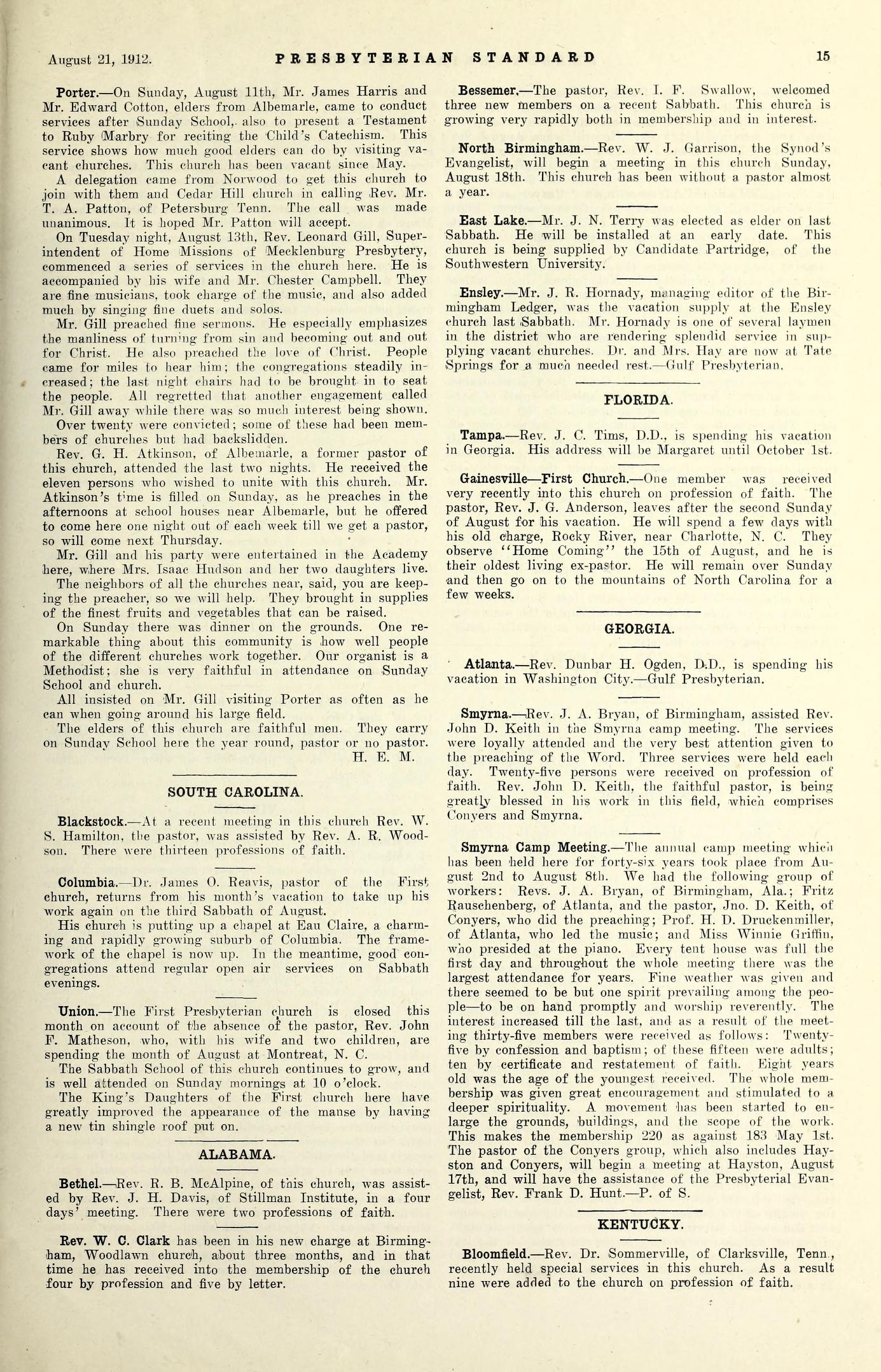 Smyrna Camp Meetings